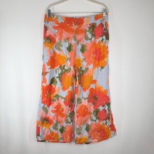 Joie 100% Linen Cropped Wide Leg Pants Floral Print Women’s Size XL